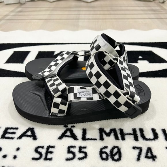 Suicoke Men Black White Checkered Straps Vibram Sole Sandals main image 10